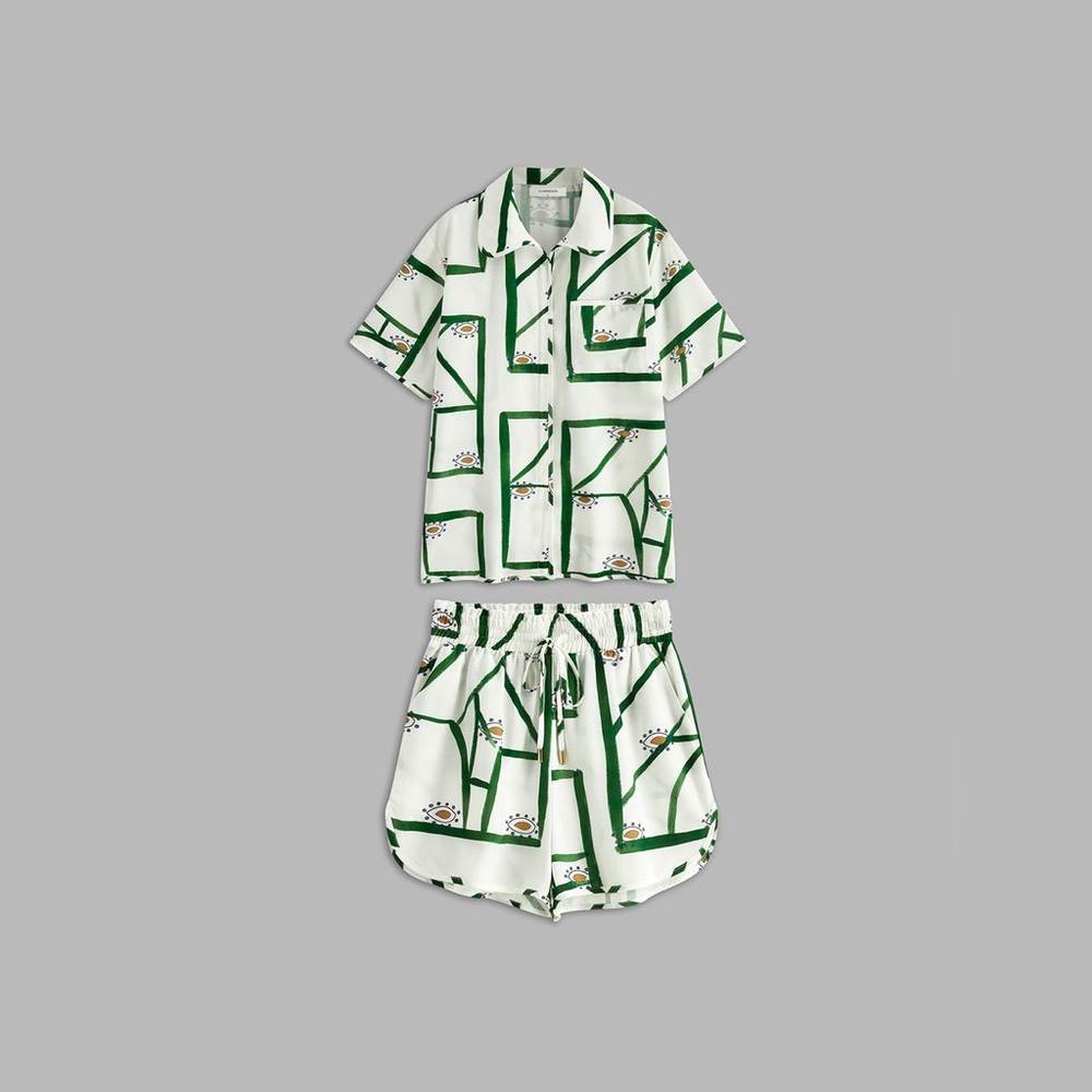 Commense print drawstring short set - Picture 4 of 9